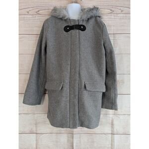 Crazy 8 Dress Coat Wool Blend Girls Size 7/8 Grey Faux Fur Trim
